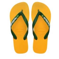 Havaianas Brasil Logo klipklapper til dame i gul med grønne detaljer og tå-rem samtidig med at de er vandtætte