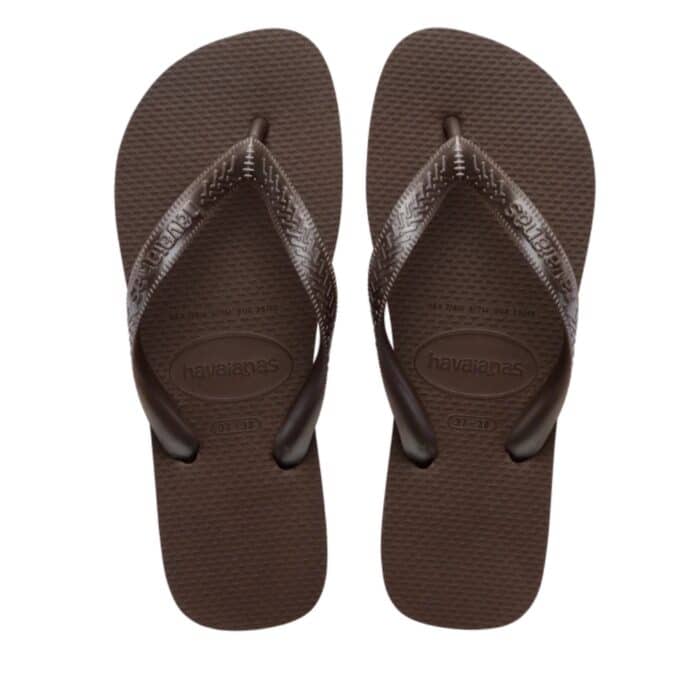 Havaianas Top klipklapper i mørkebrun med gummisål og tå-rem samt rund snude