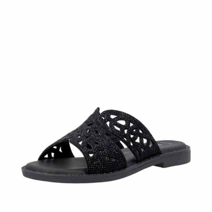 Remonte sandal til dame i sort med fine sten og blød sål.