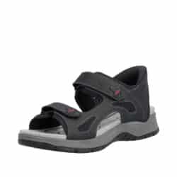 Rieker Ready 2 Go sandal til herre i sort med 2 justerbare velcroremme og fast hælkappe samt stødabsorberende sål