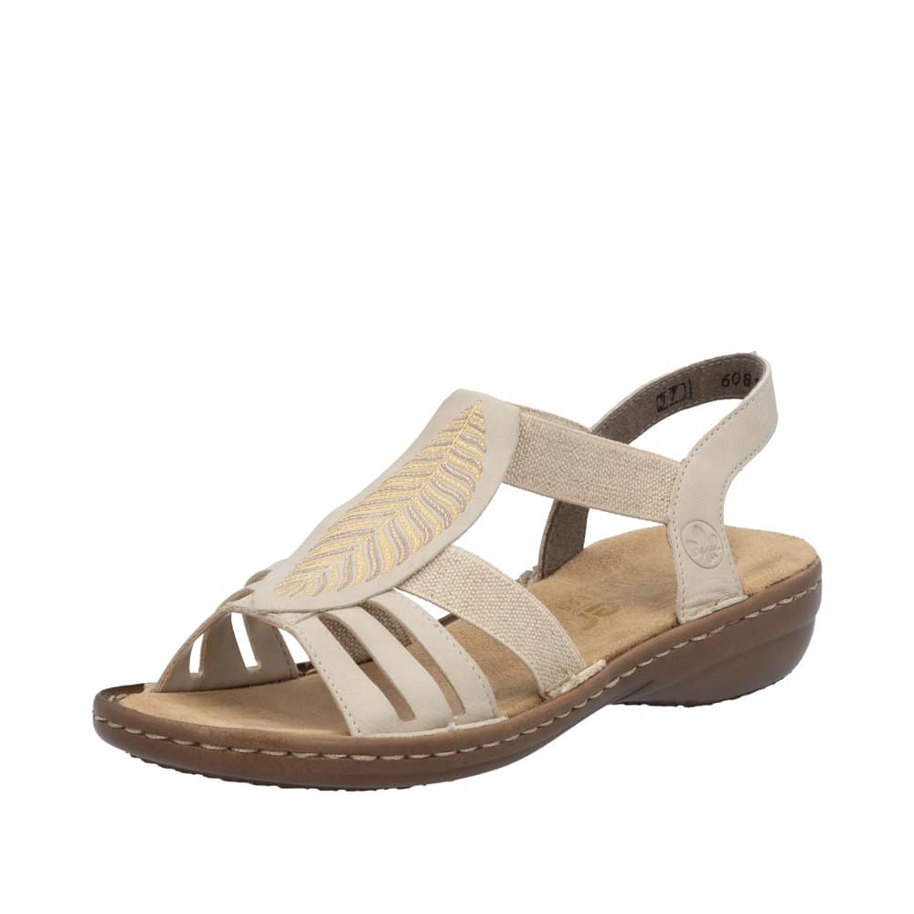 Rieker Sandal Dame - 41 - Beige - Model: Tekst - Fri fragt