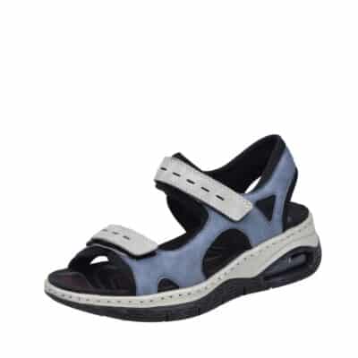 Rieker vandresandaler til dame i blå med velcroremme og Antistress