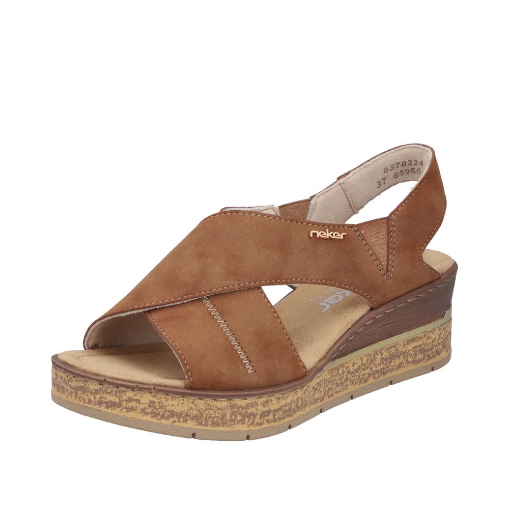 Rieker Sandal Dame - 39 - Brun - Model: Teksten - Fri fragt