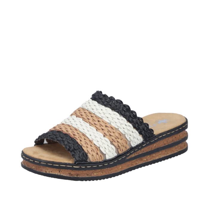 Rieker sandal til dame med en flot farvekombination samt kilehæl på 4 cm