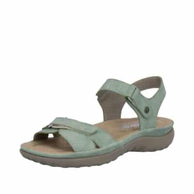Rieker sandal til dame i grøn med to justerbare velcroremme og stødabsorbering
