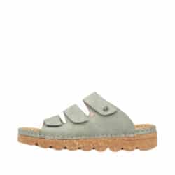 Rieker sandal til dame i grøn med tre justerbare velcroremme samt stødabsorberende sål