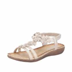 Rieker sandal til dame i guld med fine blomsterdetaljer og stødabsorbering.