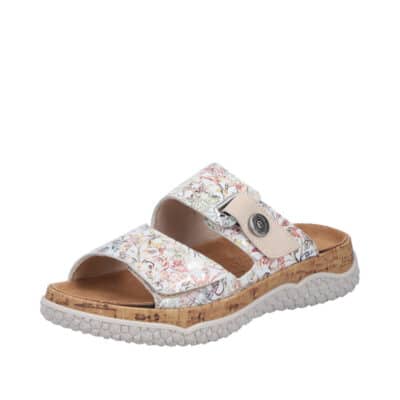 Rieker sandal til dame i hvid skind med udtagelig indersål og ekstra bredde H.