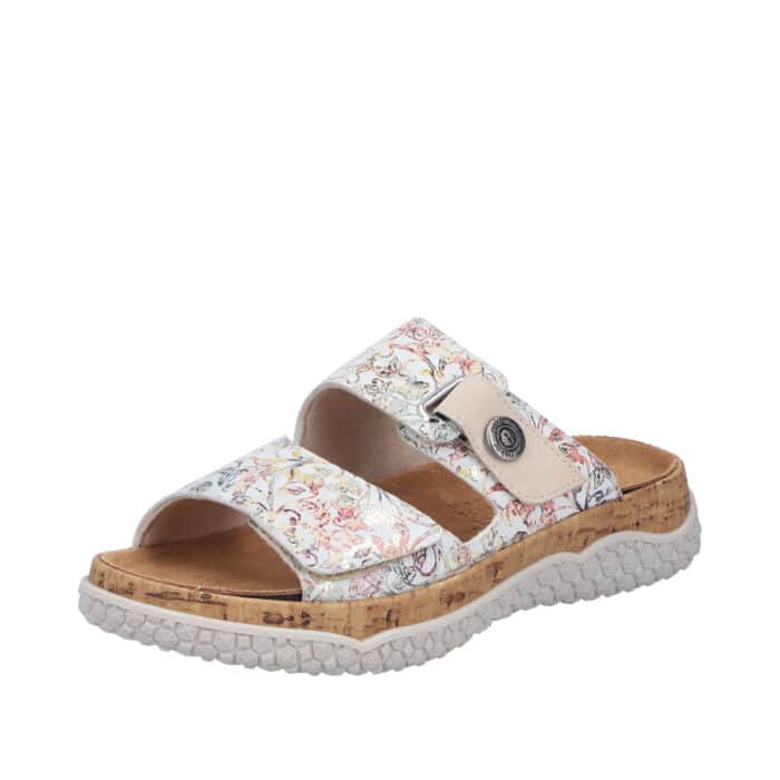 Rieker sandal til dame i hvid skind med udtagelig indersål og ekstra bredde H.