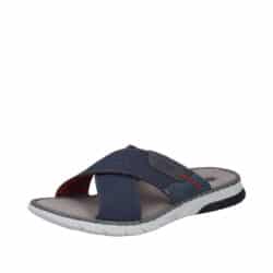 Rieker sandal til herre i blå med krydsrem og ekstravidde G samt blød indersål