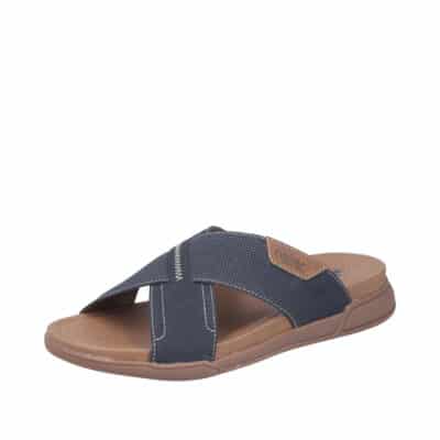 Rieker sandal til herre i blå med stødabsorbering og åben hæl.