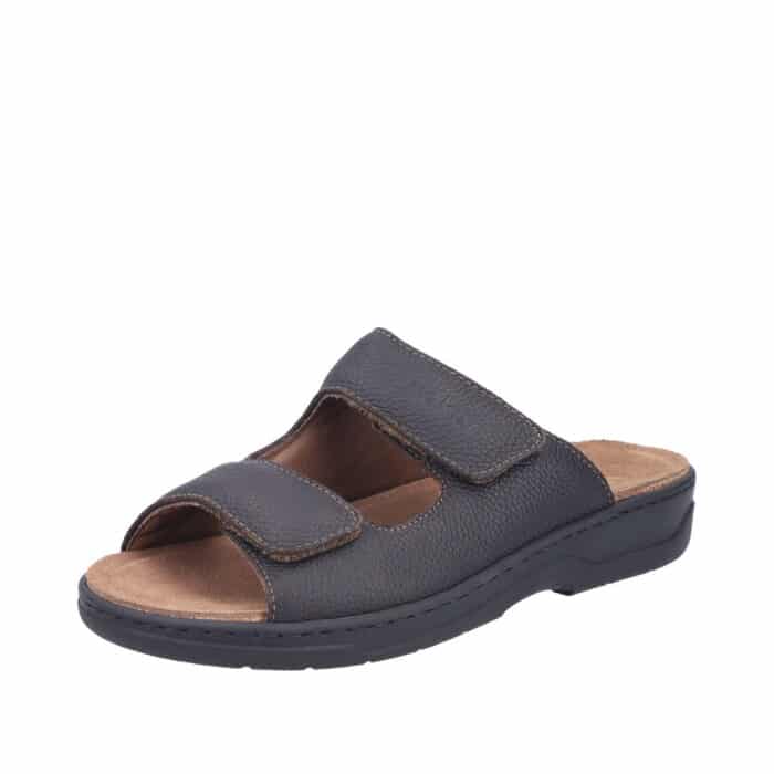 Rieker sandal herre i brun med udtagelig indersål og velcroremme samt ekstra bredde H.