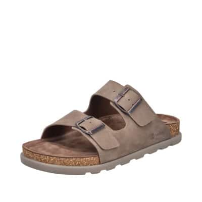 Rieker sandal til herre i kaki med skindoverdel og skindsål samt ekstra bredde H og justerbare spænder