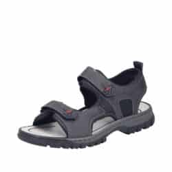 Rieker sandal til herre i sort med to velcroremme og fleksibel pasform.