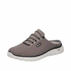 Rieker slippers til herre i beige med åben hælkappe samt let og fleksibel og mesh-overdel