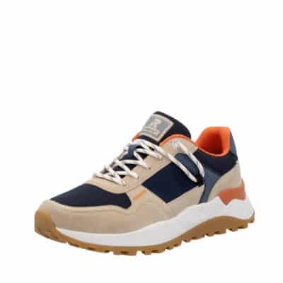 Rieker sneakers til herre i beige med elastik snørebånd og flotte detaljer samt ekstra bredde (G)