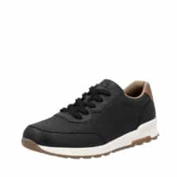 Rieker sneakers til herre i sort med brune detaljer og ekstra bredde G samt snørebånd