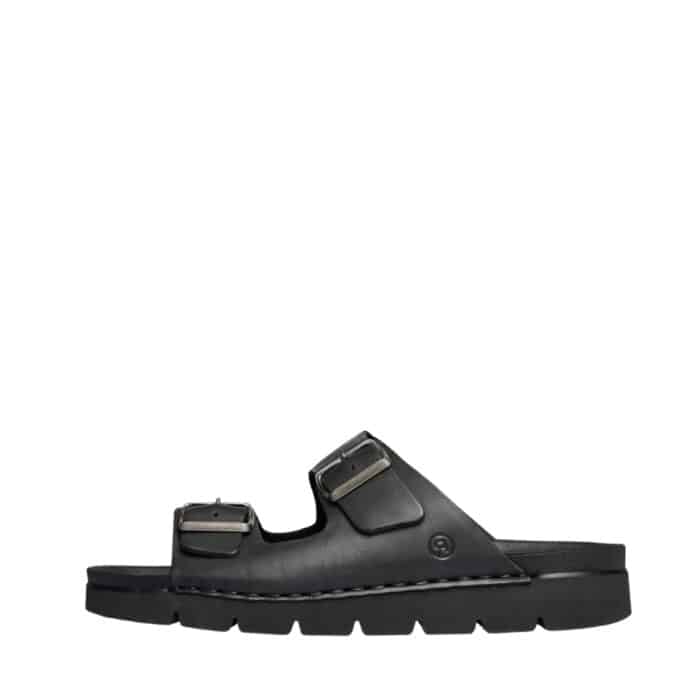 Rohde San Marino sandal til herre i sort med læderoverdel samt to justerbare spænder og ekstra bredde G