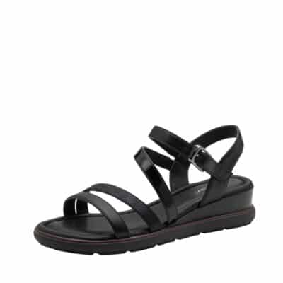Tamaris sandal til dame i sort med kilehæl på 4,5 cm samt Touch-It sål samt velcrorem