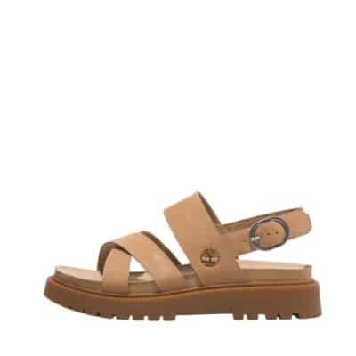 Timberland sandal til dame i beige nubuck læder og en chunky ydersål