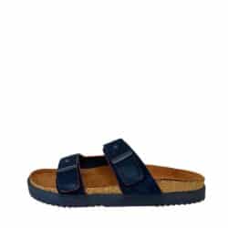 Tommy Hilfiger sandal til herre i mørkeblå ruskind med justerbare remme og kork fodseng