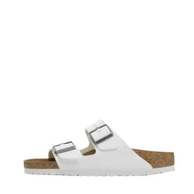 Birkenstock Arizona Narrow sandal til dame i hvid med 2 justerbare remme og stødabsorberende sål samt ruskindssål