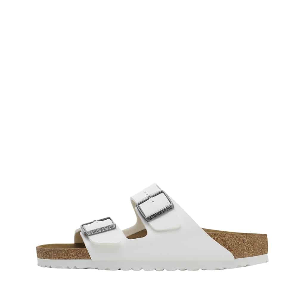 Birkenstock Arizona sandal til dame i hvid med 2 justerbare remme og stødabsorberende sål samt ruskindssål