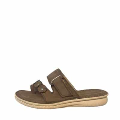 Relaxshoe sandal til dame i brun med sommerlige detaljer og læderoverdel.