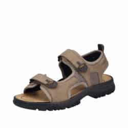 Rieker sandal til herre i brun med velcroremme og Rieker Antistress.
