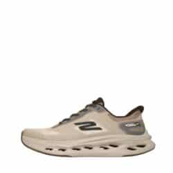 Skechers Max Cushioning Glide-Step til herre i beige med slip-in og Air-Cooled Goga Mat komfort indersål.