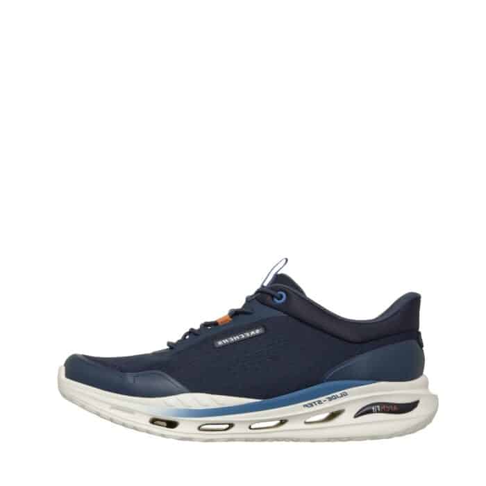 Skechers Slip-In Hunter sneakers til herre i blå med udtagelig sål og fast hælkappe samt svangstøtte og elastik