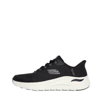 Skechers Slip- In Lestur sneakers til herre i sort med udtagelig sål og fast hælkappe samt snørebånd og svangstøtte