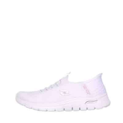 Skechers Slip-In Vista Aspiration sneakers til dame i hvid med fast hælkappe og udtagelig sål samt svangstøtte og elastik