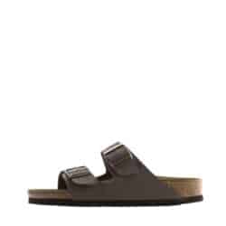 Birkenstock Arizona sandal til dame i brunt nubucklæder med to flotte justerbare spænder