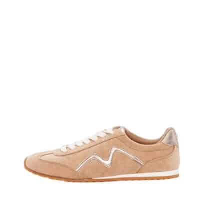 Duffy Napoli Due sneakers til dame i beige med snørebånd samt blød indersål og flot detalje på ydersiden