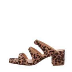 Duffy Rivello Quindici sandal til dame i leopard med blokhæl på 5,5 cm samt justerbart spænde
