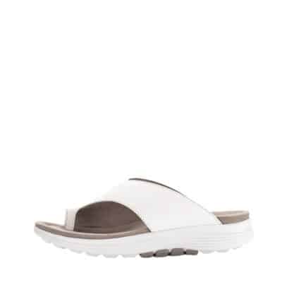 Gabor Rollingsoft sandal til dame i hvid med skindoverdel samt tå-rem og øget svangstøtte