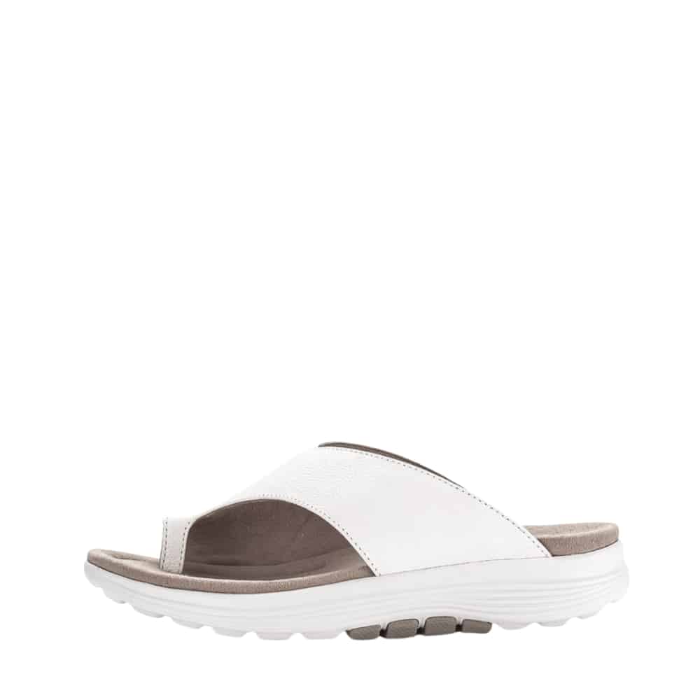 Gabor Rollingsoft sandal til dame i hvid med skindoverdel samt tå-rem og øget svangstøtte