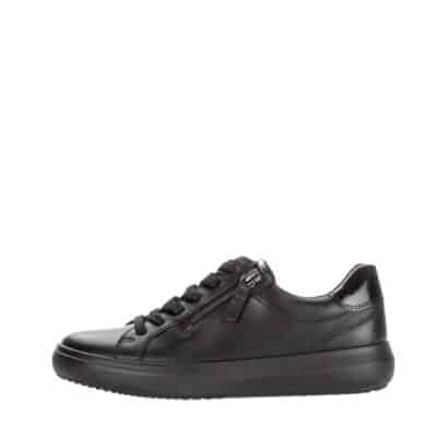 Gabor sneakers til dame i sort med lynlås og snøre.