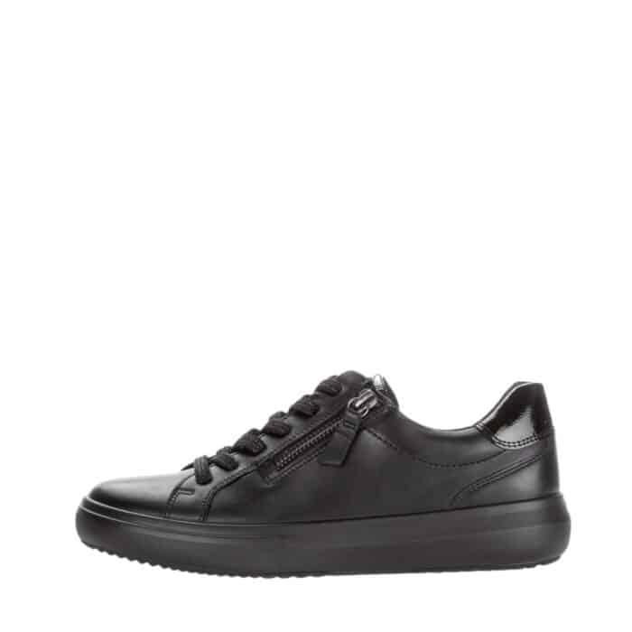 Gabor sneakers til dame i sort med lynlås og snøre.