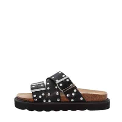 Duffy Capri Uno sandal til dame i sort med nitte detaljer og justerbare spænder