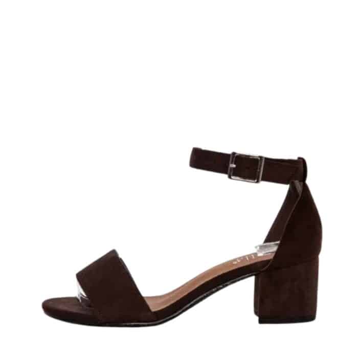 Duffy Rivello Uno sandal til dame i mørkebrun med justerbar ankelrem og blokhæl på 5,5 cm