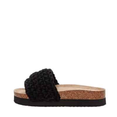 Duffy Roma Cinque sandal til dame i sort med flettet rem og åben hæl