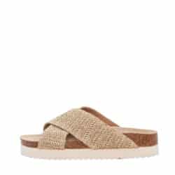 Duffy Roma Undici sandal til dame i beige med krydsrem og overdel i bast