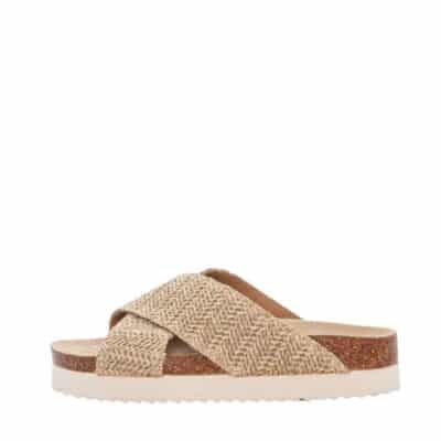 Duffy Roma Undici sandal til dame i beige med krydsrem og overdel i bast