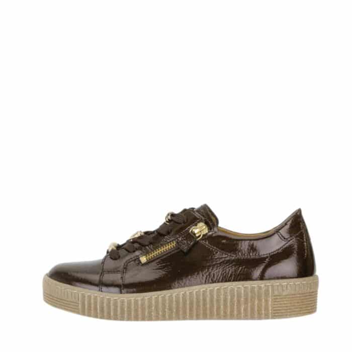 Gabor sneakers til dame i brun med lynlås, fine detaljer og udtagelig sål.