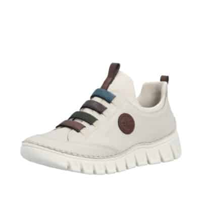 Rieker sneakers til dame i beige med elastik og fine detaljer samt skindsål