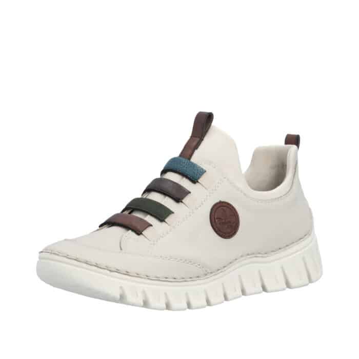 Rieker sneakers til dame i beige med elastik og fine detaljer samt skindsål
