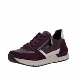 Rieker sneakers til dame i bordeaux med funktionel lynlås og snørebånd samt udtagelig sål