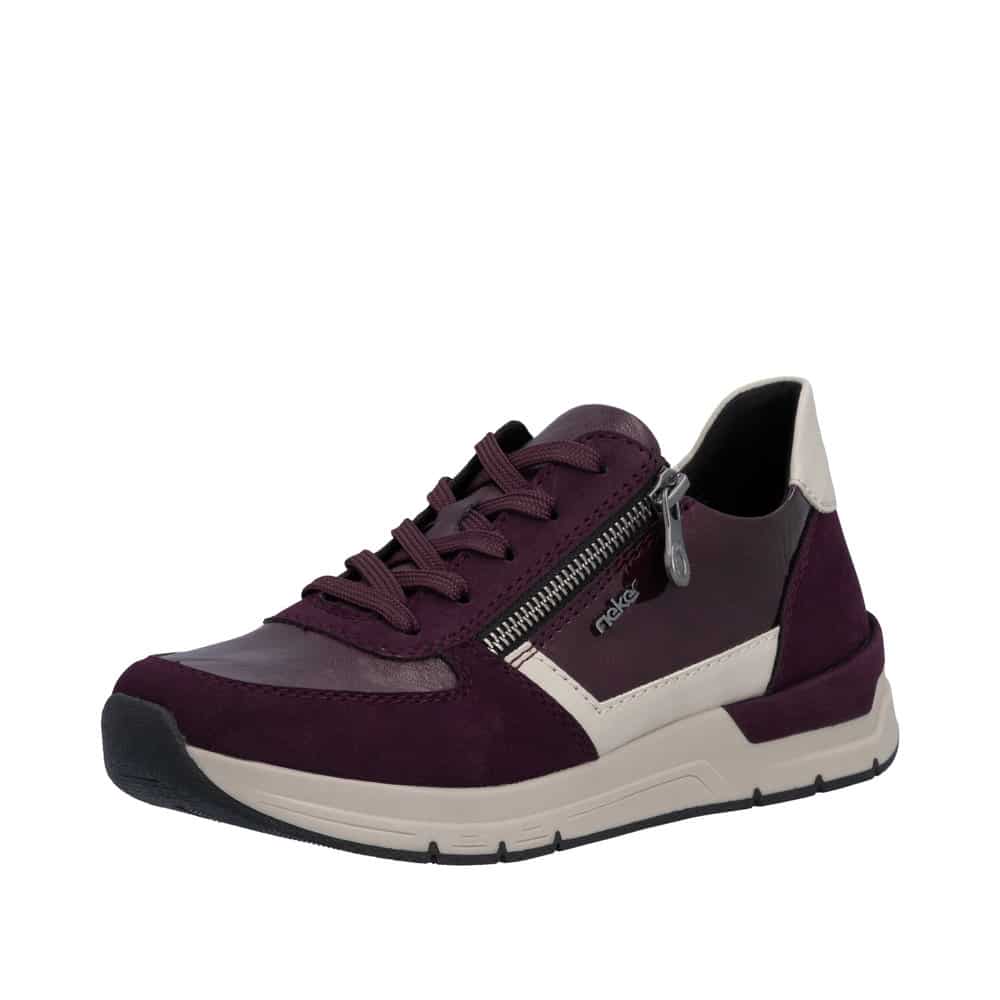 Rieker sneakers til dame i bordeaux med funktionel lynlås og snørebånd samt udtagelig sål